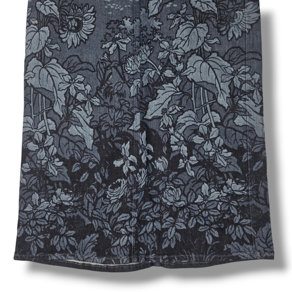 Mother The Swooner Straight A Midi Skirt Blue Denim Floral Sing Me To Sleep 25 - Picture 7 of 15